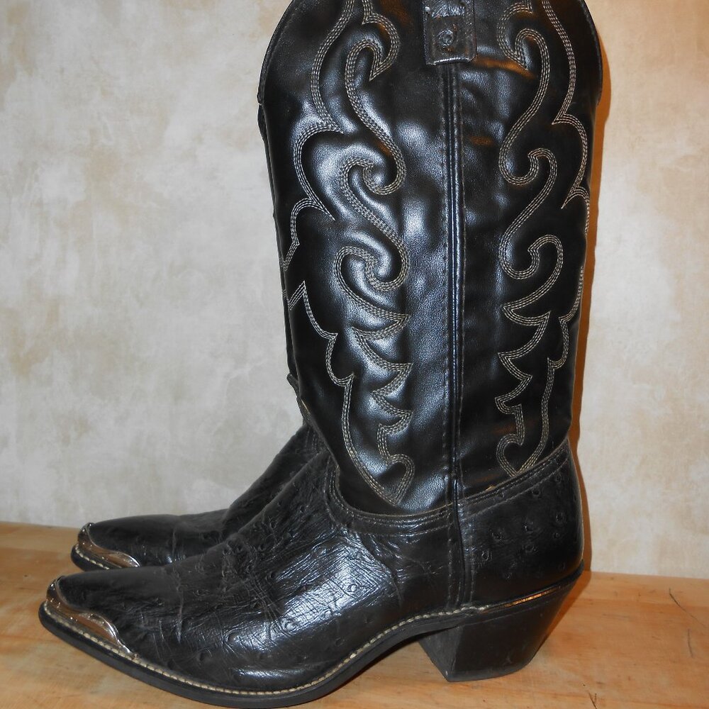 Vintage Black TEXAS USA Cowgirl Boots Sz 10 M Style 4200 Leather